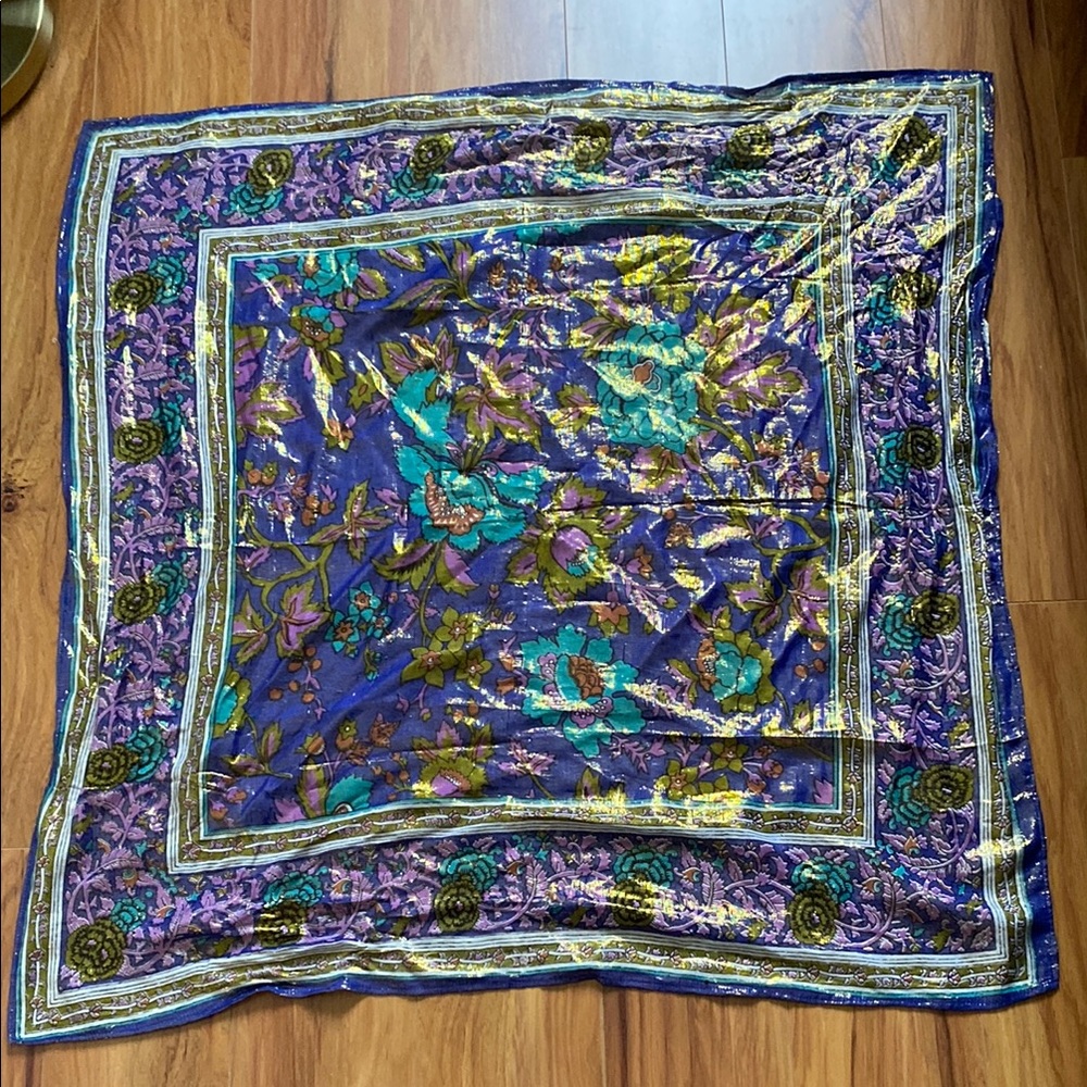Metallic Sparkle Floral Purple Scarf